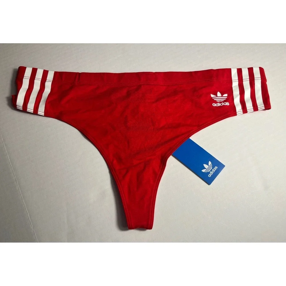 Adidas Woman's Red 3 Stripes Wildside‎ Thong Smart Cotton Size 2XL XXL